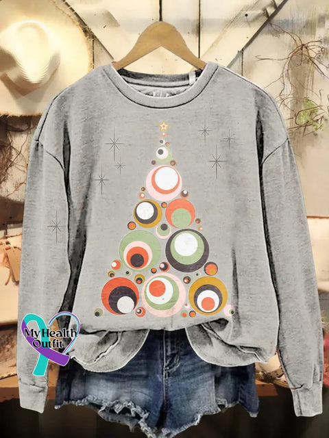 Christmas Tree Print Casual Sweatshirt Multicolor / S