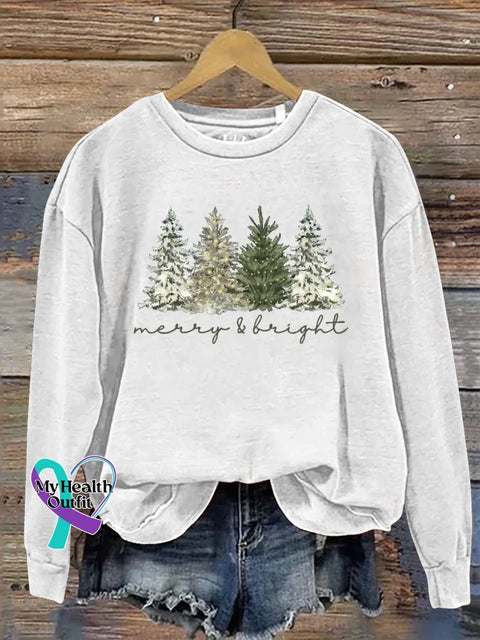 Christmas Tree Print Casual Sweatshirt White / S