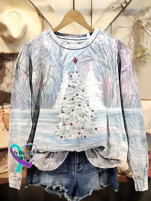 Christmas Tree Snow Casual Sweatshirt Multicolor / S