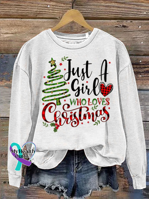 Christmas Tree Snow Just A Girl Who Loves Print Casual Sweatshirt White / S