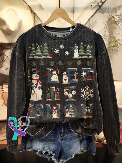 Christmas Tree Snowman Let It Snow Casual Sweatshirt Multicolor / S