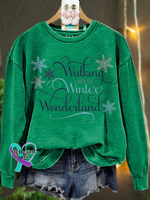 Christmas Walking In A Winter Wondeiland Casual Sweatshirt Green / S