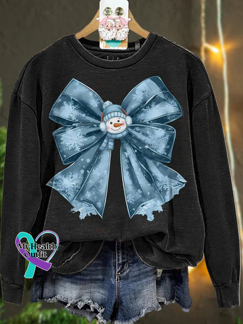 Christmas Winter Coquette Bow Cozy Season Snowman Casual Sweatshirt Black / S