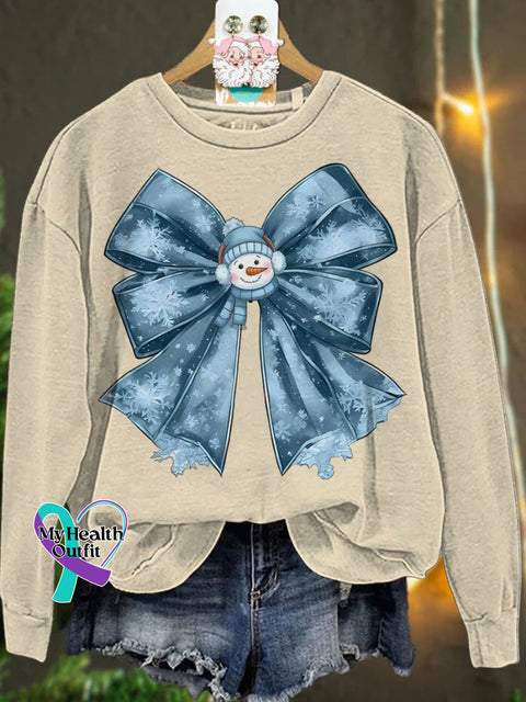 Christmas Winter Coquette Bow Cozy Season Snowman Casual Sweatshirt Sand / S