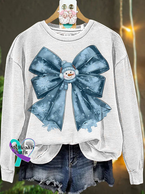 Christmas Winter Coquette Bow Cozy Season Snowman Casual Sweatshirt White / S