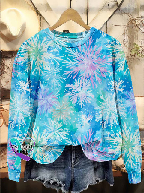 Christmas Winter Snowflake Print Casual Sweatshirt Multicolor / S