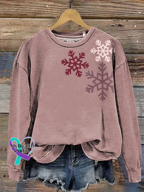 Christmas Winter Snowflakes Print Casual Sweatshirt Multicolor / S