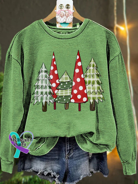 Christmas Winter Tree Casual Sweatshirt Lightgreen / S