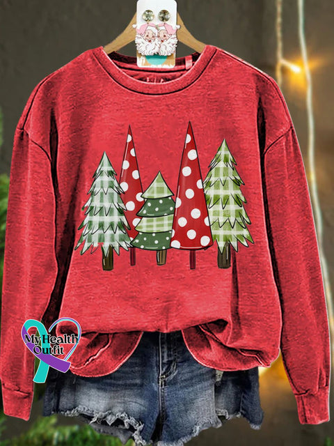 Christmas Winter Tree Casual Sweatshirt Red / S