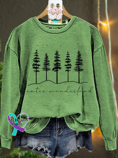 Christmas Winter Wonderland Forest Casual Sweatshirt Lightgreen / S
