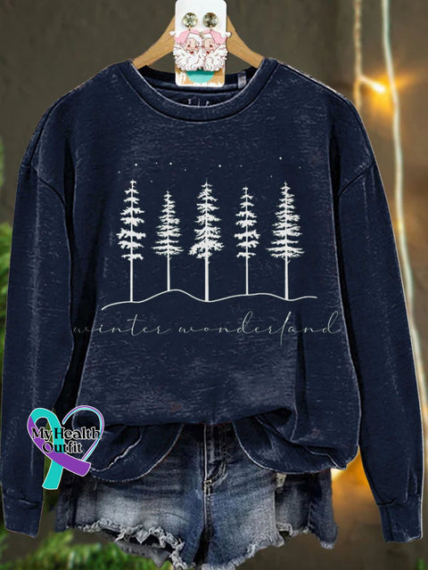 Christmas Winter Wonderland Forest Casual Sweatshirt Navyblue / S