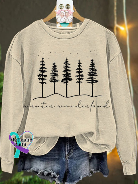 Christmas Winter Wonderland Forest Casual Sweatshirt Sand / S
