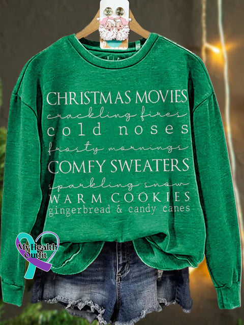 Christmas Winter Words List Casual Sweatshirt Green / S