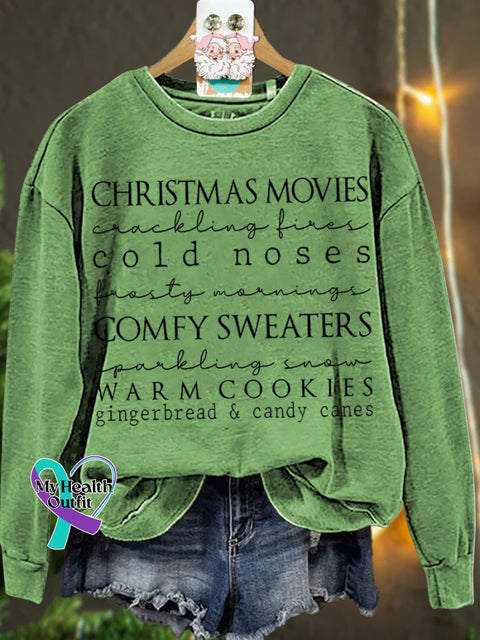 Christmas Winter Words List Casual Sweatshirt Lightgreen / S