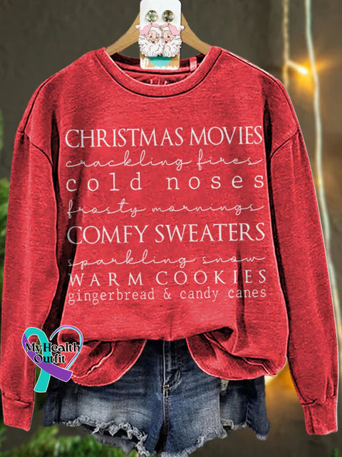 Christmas Winter Words List Casual Sweatshirt Red / S