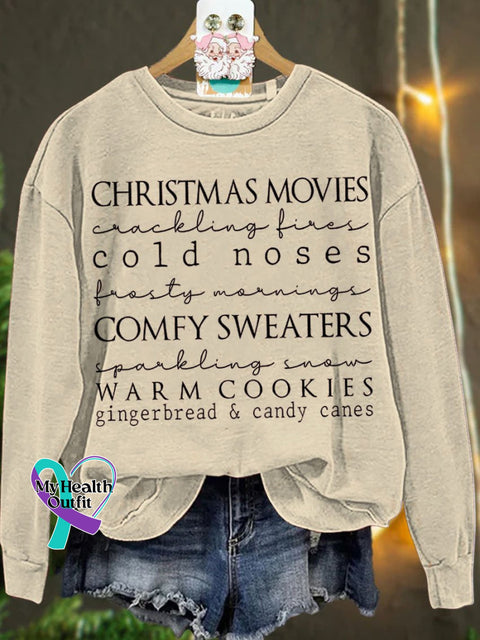 Christmas Winter Words List Casual Sweatshirt Sand / S