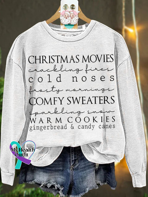 Christmas Winter Words List Casual Sweatshirt White / S