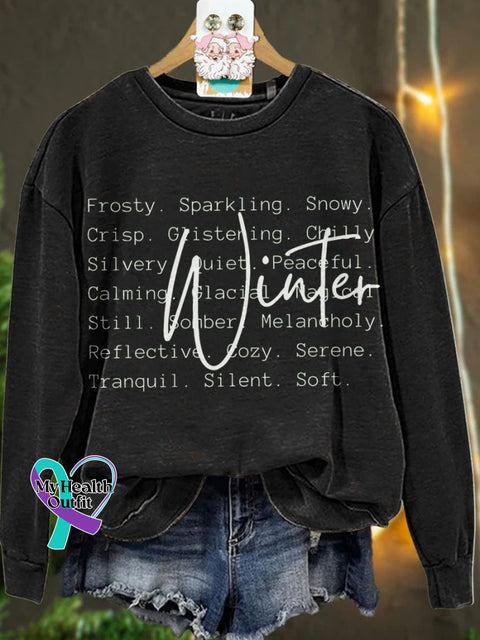 Christmas Winter Words Snow Season Casual Sweatshirt Black / S