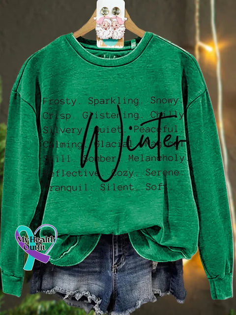 Christmas Winter Words Snow Season Casual Sweatshirt Green / S