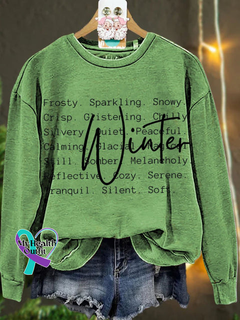 Christmas Winter Words Snow Season Casual Sweatshirt Lightgreen / S