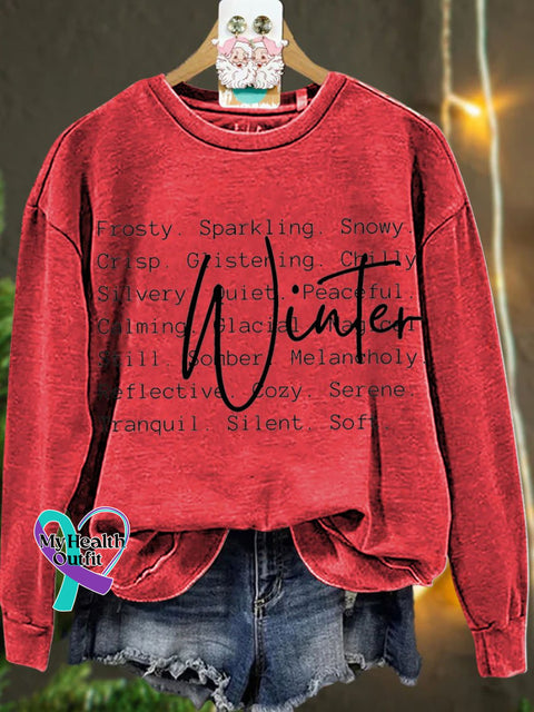 Christmas Winter Words Snow Season Casual Sweatshirt Red / S