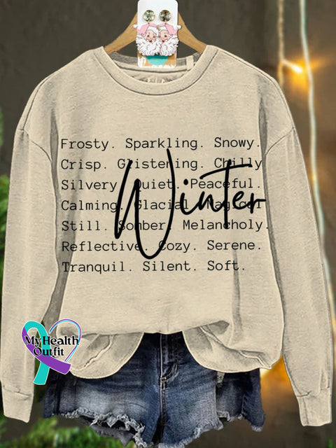 Christmas Winter Words Snow Season Casual Sweatshirt Sand / S