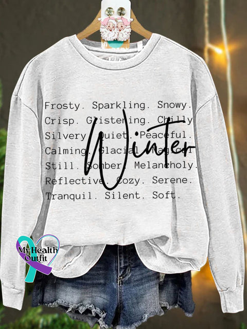 Christmas Winter Words Snow Season Casual Sweatshirt White / S