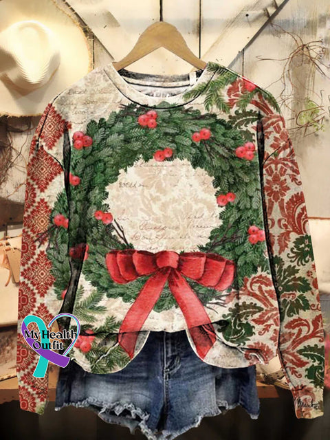 Christmas Wreath Art Casual Sweatshirt One / S