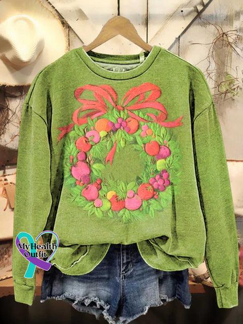 Christmas Wreath Casual Sweatshirt Multicolor / S