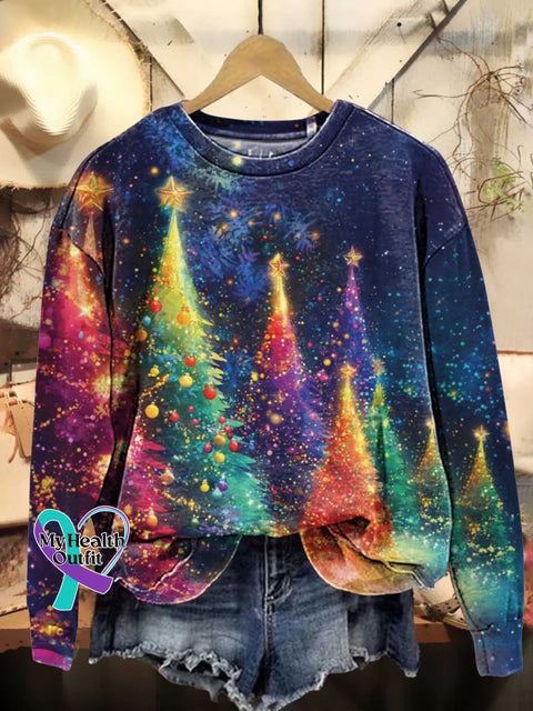 Colorful Christmas Tree Casual Sweatshirt Multicolor / S