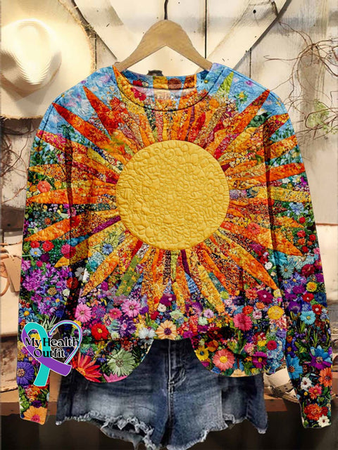 Colorful Sun Collage Art Casual Sweatshirt Multicolor / S
