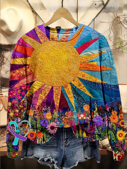 Colorful Sun Collage Art Casual Sweatshirt Multicolor / S