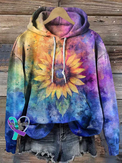 Colorful Sunflower Mental Health Casual Hoodie Sweatshirt Multicolor / S