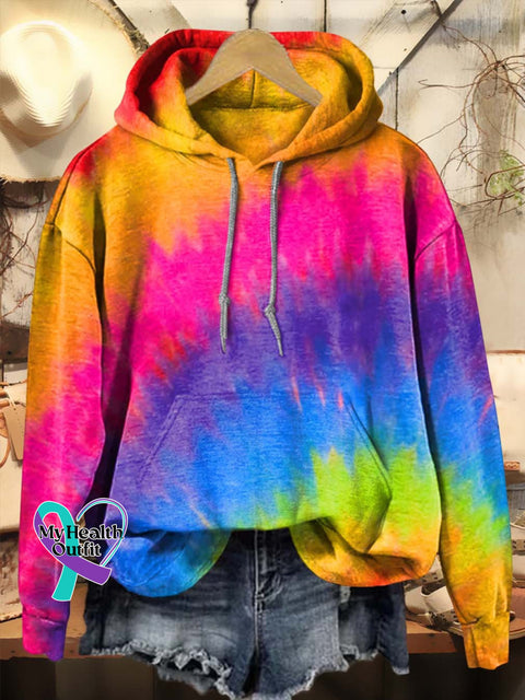 Colorful Tie Dye Hippie Art Print Casual Hoodie Sweatshirt Multicolor / S