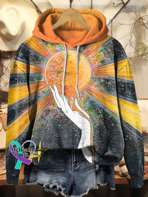 Colorful Universe Planet Abstract Art Print Casual Hoodie Sweatshirt Multicolor / S
