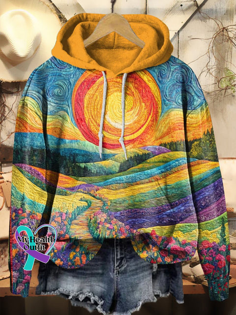 Colorful Warm Sunshine Print Casual Hoodie Sweatshirt Multicolor / S