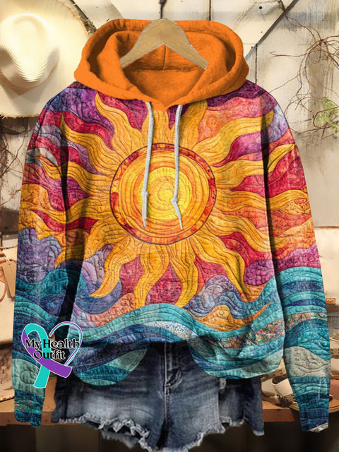 Colorful Warm Sunshine Print Casual Hoodie Sweatshirt Multicolor / S