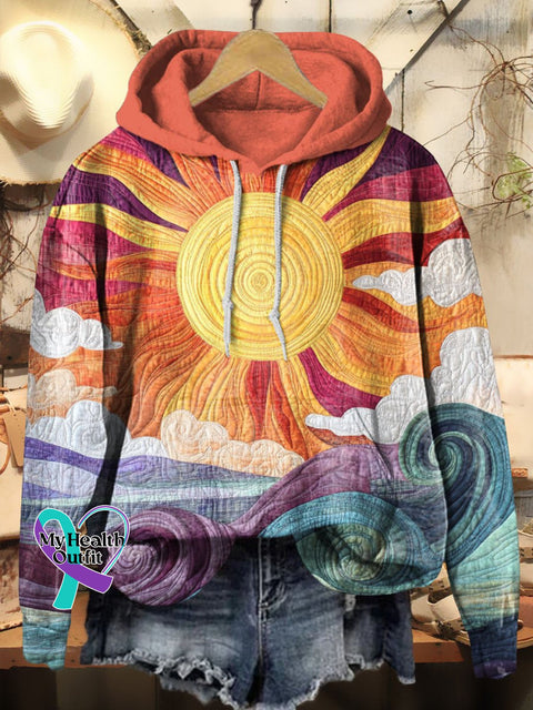 Colorful Warm Sunshine Print Casual Hoodie Sweatshirt Multicolor / S