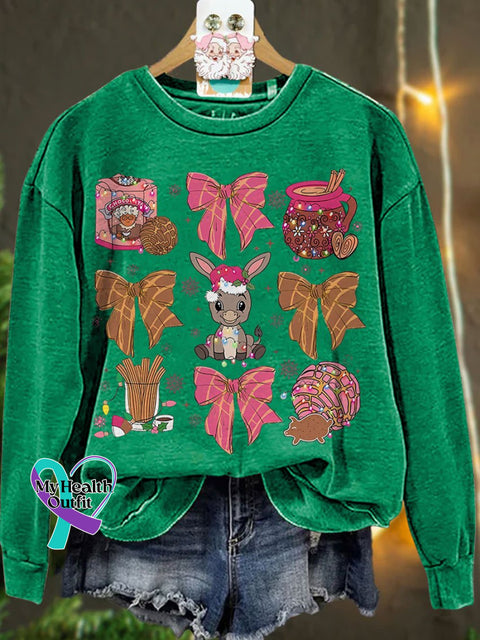 Coquette Christmas Tis The Season Mexican Casual Sweatshirt Green / S