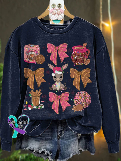 Coquette Christmas Tis The Season Mexican Casual Sweatshirt Navyblue / S