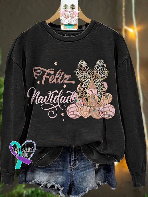 Coquette Pan Dulce Christmas Tree Tis The Season Mexican Casual Sweatshirt Black / S