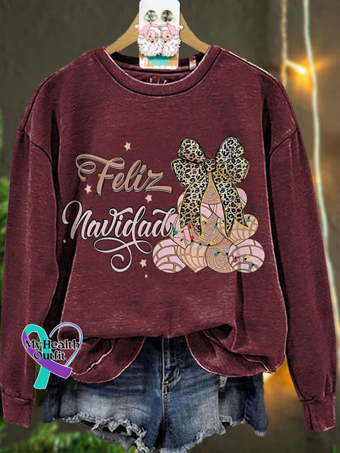 Coquette Pan Dulce Christmas Tree Tis The Season Mexican Casual Sweatshirt Maroon / S