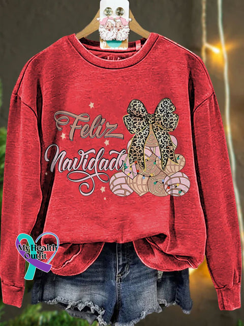 Coquette Pan Dulce Christmas Tree Tis The Season Mexican Casual Sweatshirt Red / S