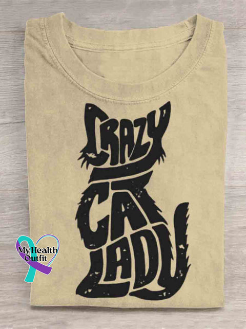 Crazy Cat Lady Art T shirt Apricot / S