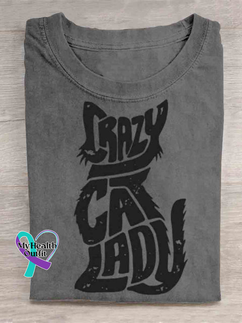 Crazy Cat Lady Art T shirt Grey / S