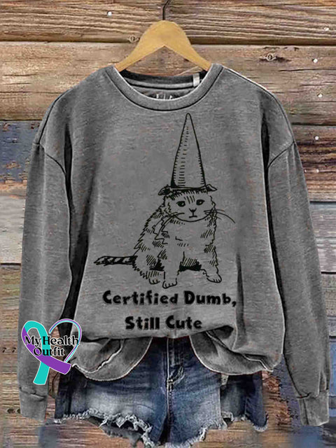 Cute Cat Art Casual Sweatshirt Grey / S