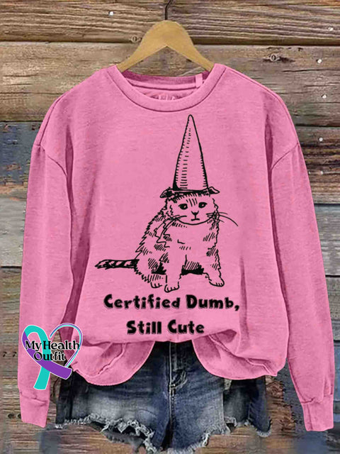 Cute Cat Art Casual Sweatshirt Pink / S