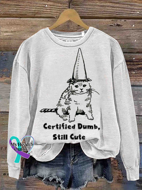 Cute Cat Art Casual Sweatshirt White / S