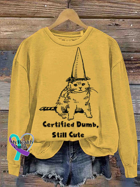Cute Cat Art Casual Sweatshirt Yellow / S