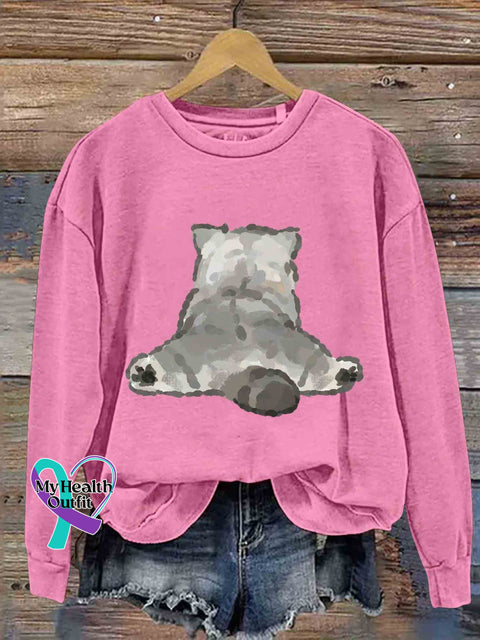 Cute Cat Back Art Casual Sweatshirt Pink / S